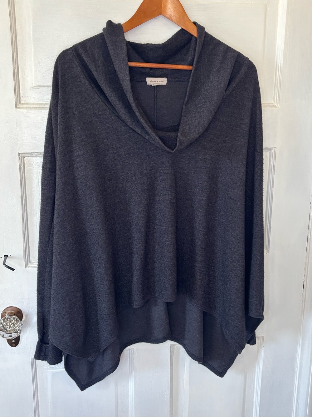 silence + noise Charcoal Draped Cowl Neck Sweater